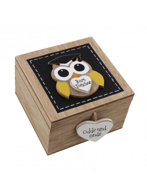 Juliana MDF Trinket Box With Owl "Best Teacher"